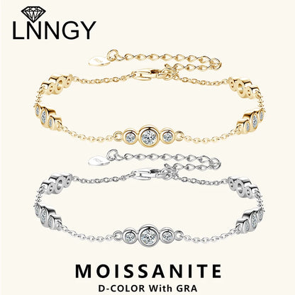 Lnngy Bracelet Set With 3mm&2mm Moissanite  for Women - 925 Sterling Silver