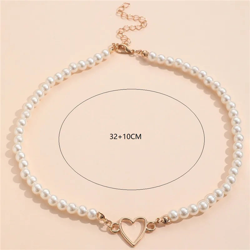 Trendy Pearl Love Heart Necklace For Women