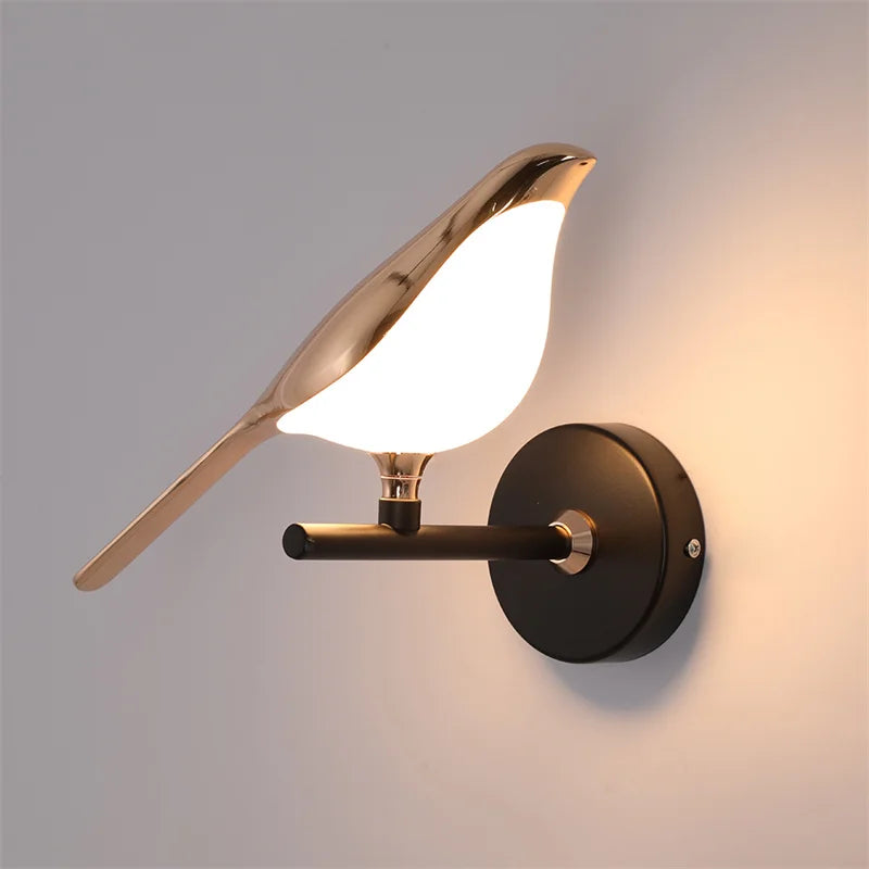 Creative Nordic Lamp Chandelier Gold Simple Bird Wall Light Fixture Loft & Rotatable.