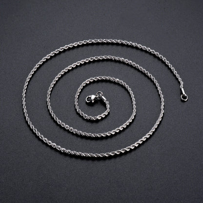 1 piece Steel Color Width 2mm/2.5mm/3mm/4mm/5mm/6mm Rope Chain Necklace/Bracelet For Men & Women