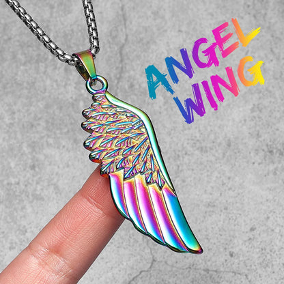 Metal Town Angel Wings Pendant With Stainless Steel Chain Necklaces