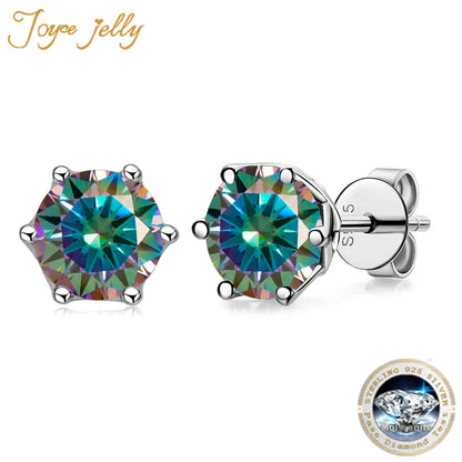 JoyceJelly Multiple Colour Moissanite 0.5/1CT VVS1 D Color S925 Sterling Silver Stud Earrings