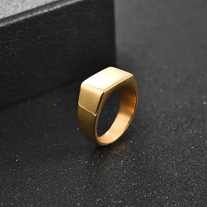 Jiayiqi Classic Frosted/Smooth Tops Signet Ring In Gold, Silver & Black