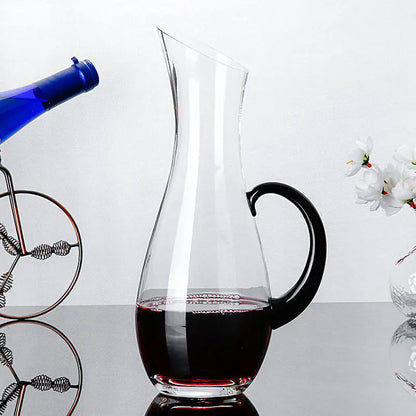 (Can Engrave Logo) 1800ML Glass Decanter, Quick Decanter With Handle, Large Capacity Wine Dispenser, Red Wine Set