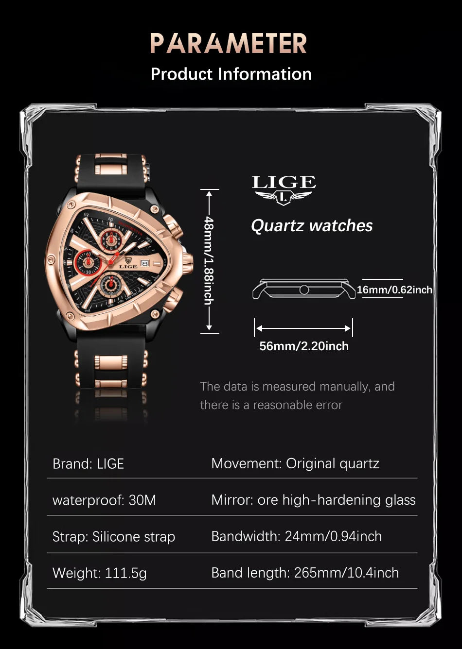 LIGE Quality Luxury Silicone Strap Quartz Watch - Waterproof, Luminous, Auto Date With Box