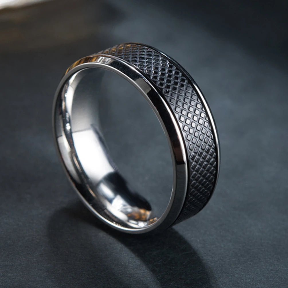 Classic 8mm Black Stainless Steel Ring