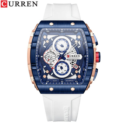 CURREN Luxury Chronograph Quartz Wristwatch - Square, Waterproof, Date And Box