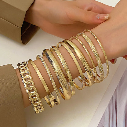 Fashion Gold & Silver Color Stainless Steel Bracelets for Women - Twist Texture Bangles