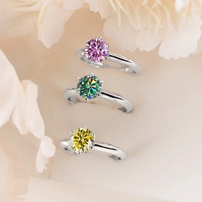 Luxury In Different Colours GRA Certified VVS1 Moissanite Ring