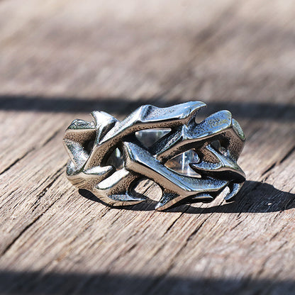 Vintage Hollow Out Design Crown of Thorns 316L Stainless Steel Ring