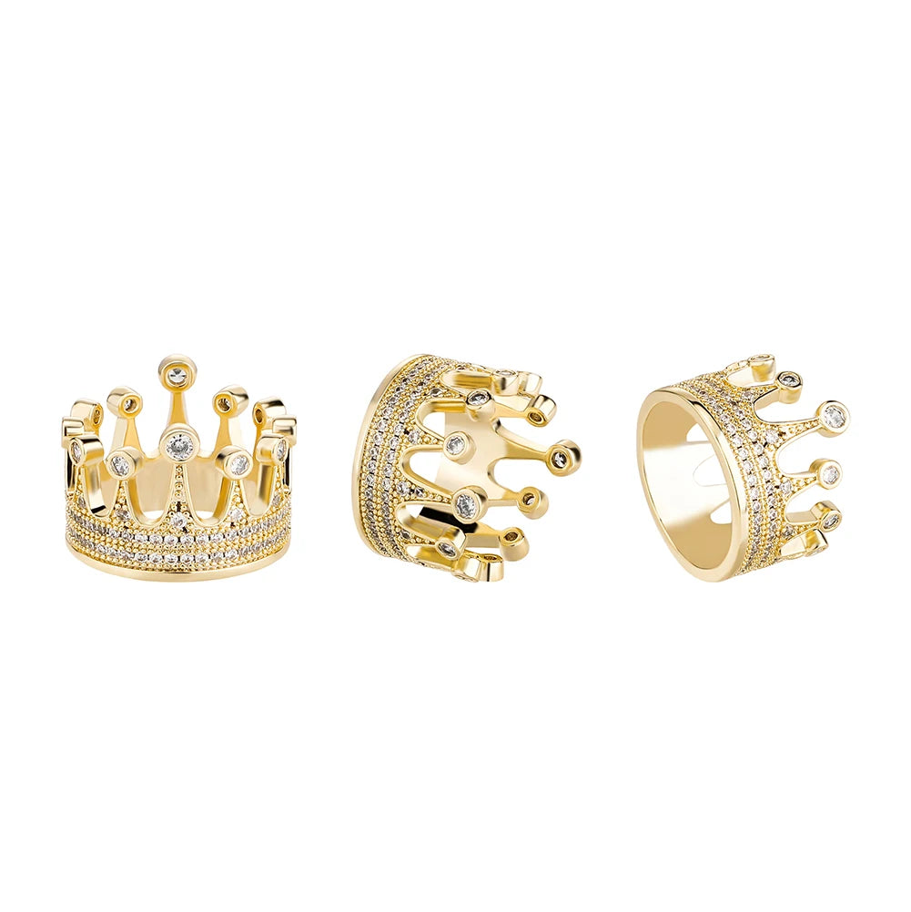 TOPGRILLZ Iced Out Crown Rings High Quality Micro Paved AAA Cubic Zirconia Ring