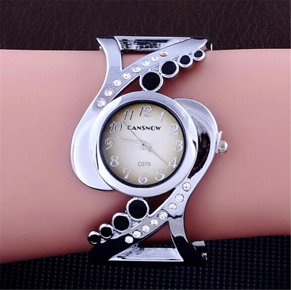 SOXY Luxury style Crystal Bangle Wristwatch With Quartz Clockwork