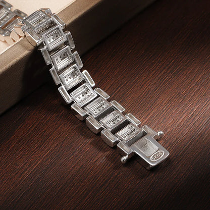 K.NOBSPIN 10mm Moissanite Cuban Watch Bracelet - GRA Solid 925 Silver Plated White Gold Tennis Bracelets for Women&Man