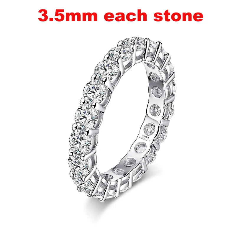 Smyoue 2-5mm Full Moissanite Ring for Women Sparkling Wedding Eternity Bands 100% S925 Sterling Silver Jewelry Classic Ring GRA