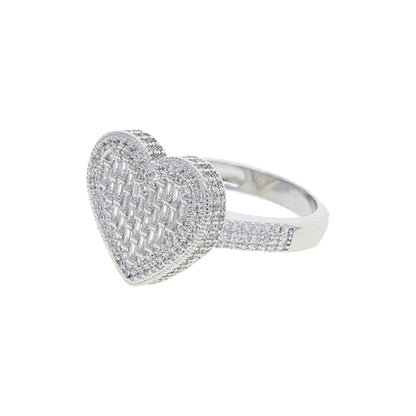 IDOWAITTING Different Variety Iced Out Heart Ring Micro Paved Cubic Zirconia & S925 Silver Rings