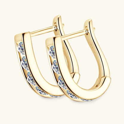 IOGOU Moissanite U-shaped Hoops 3mm VVS1 D Colour Earrings  In Gold & Silver