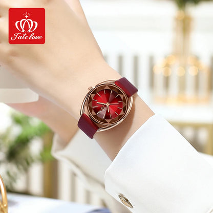 POEDAGAR Quality luxurious Red Strap Watch For Woman - Quartz Clockwork, Waterproof With Box