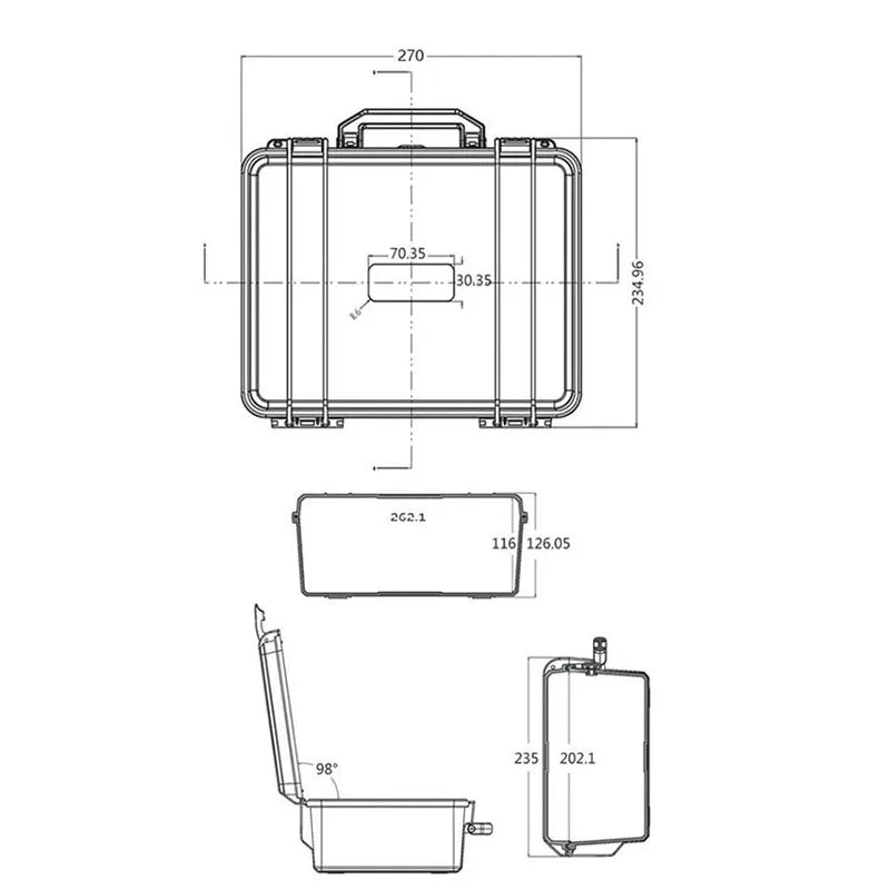 280x240x130mm Safety Instrument Tool Box ABS Plastic Storage Toolbox Equipment Tool Case Outdoor Suitcase With Foam Inside