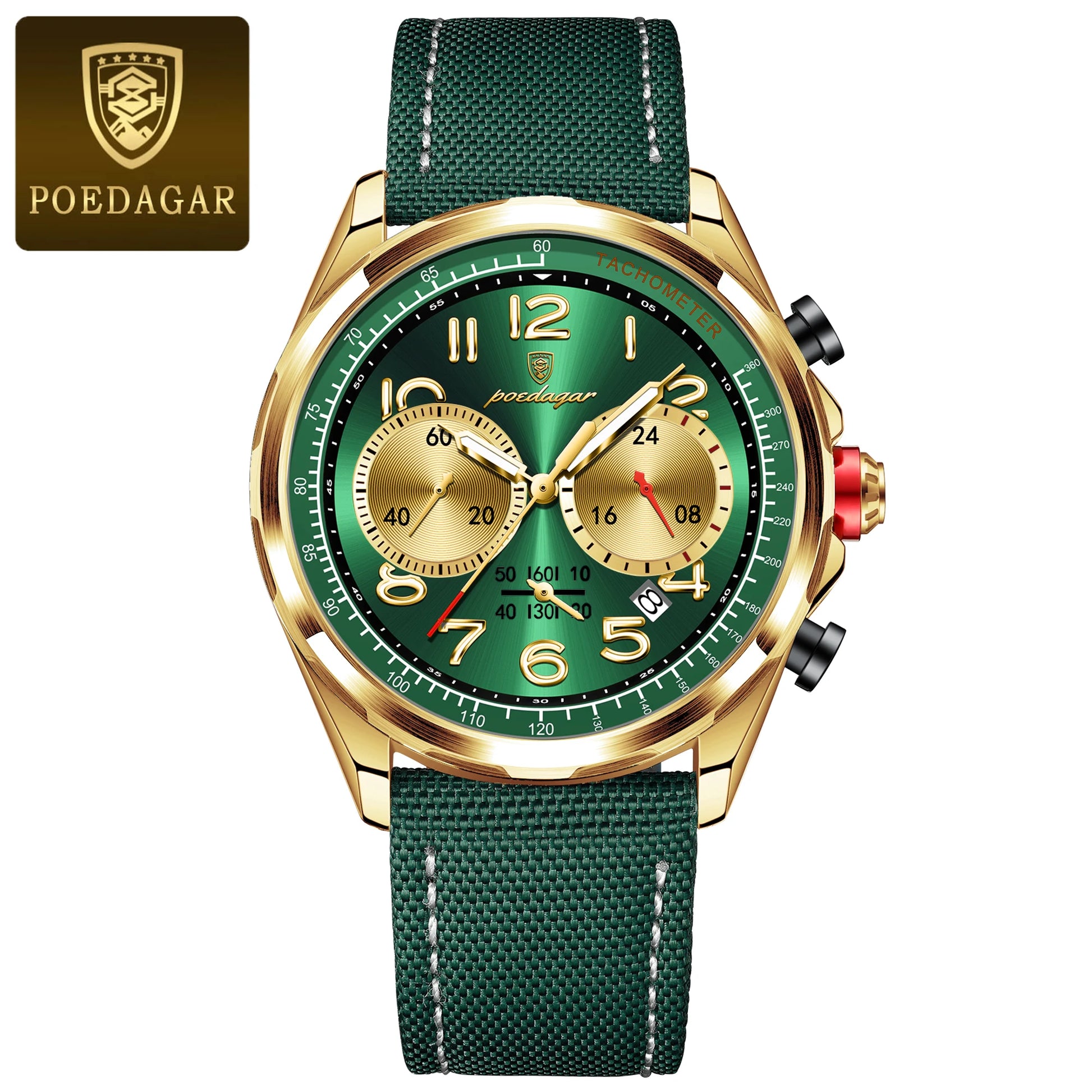 POEDAGAR Luxury Watch Men Quartz Nylon Leather Strap Man Wristwatch Waterproof Luminous Chronograph Date Men's Watches Reloj+box