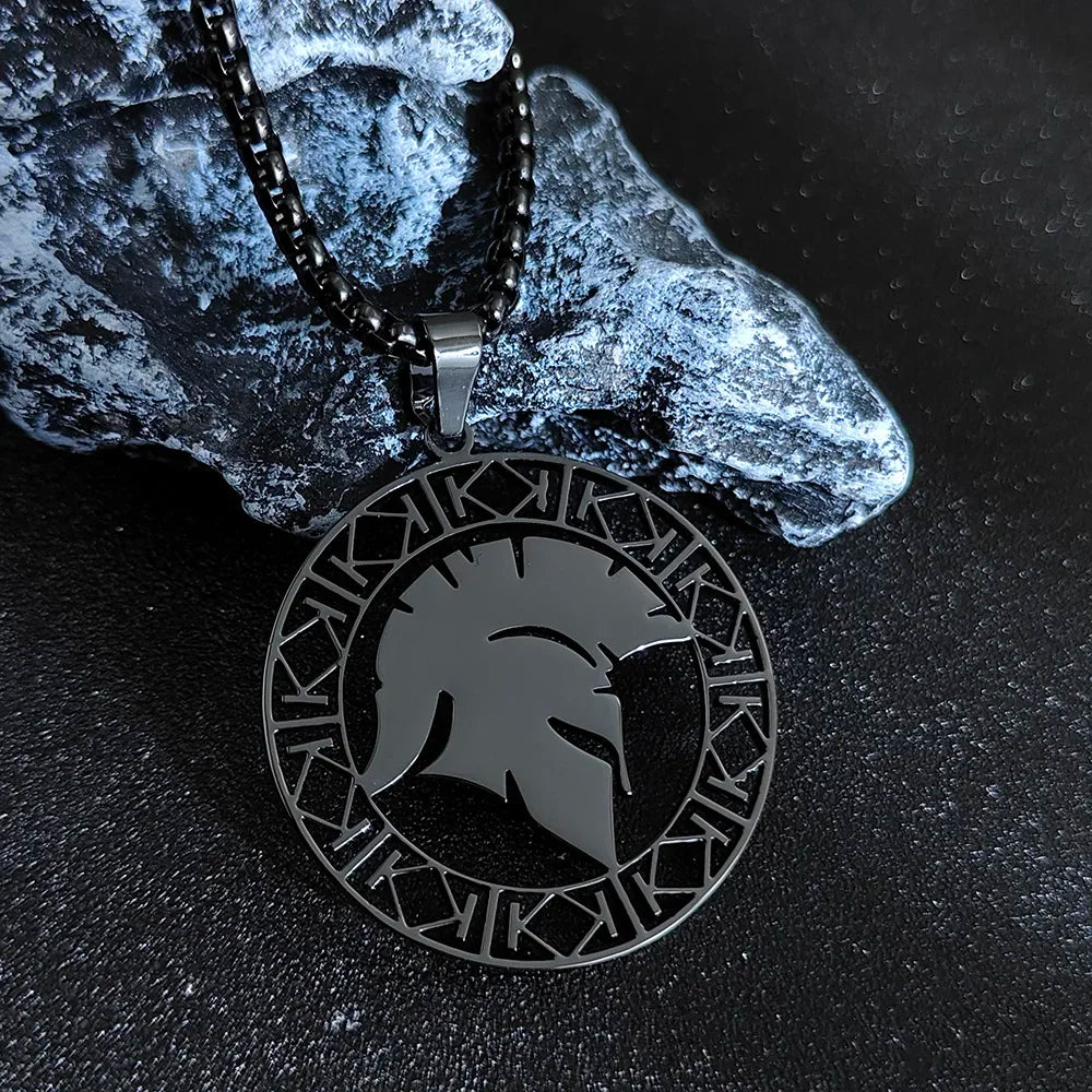 Spartan Warrior Helmet Pendant With Stainless Steel Chain In Gold/Silver/Black Necklace