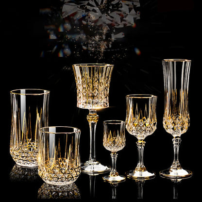 Golden Luxury Line Whiskey Glasses - Multi Functional Crystal Glases For Wine, Whisky, Beer & Cocktails