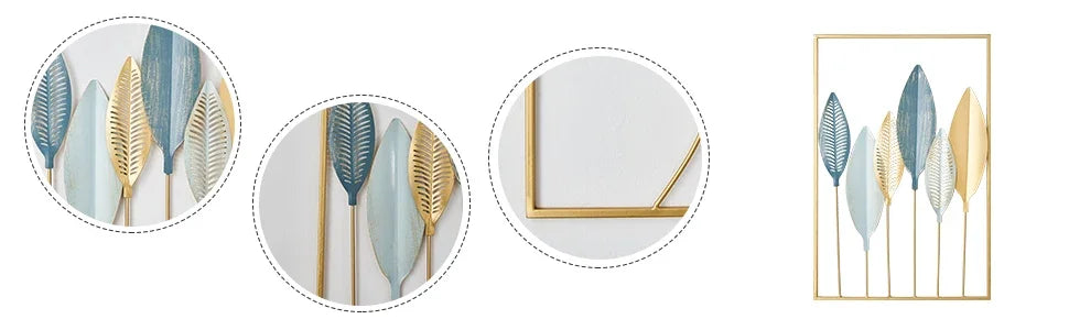 Metal Nordic Colored Leaf Wall Hanging pieces