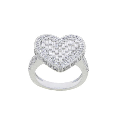 IDOWAITTING Different Variety Iced Out Heart Ring Micro Paved Cubic Zirconia & S925 Silver Rings