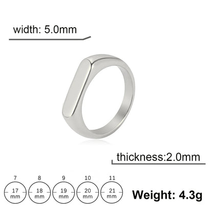 Compact Stainless Steel Signet Ring In Gold & Silver