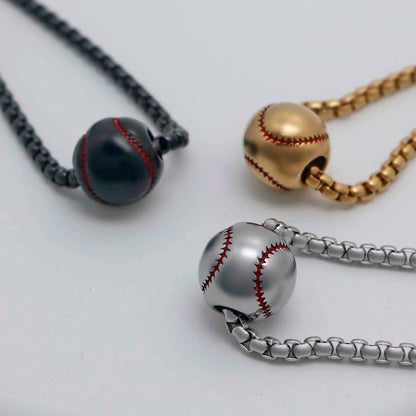 INGCHAU Stainless Steel Baseball & Baseball Cross Necklace