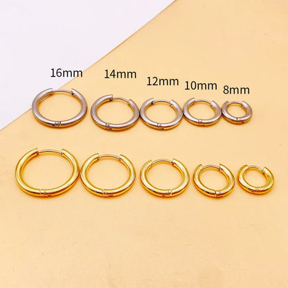 8-16MM Simple Stainless Steel Small Hoop Earrings In Gold & Silver Colour