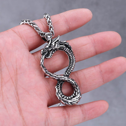 Norse Viking Dragon Pendant With Stainless Steel Necklace