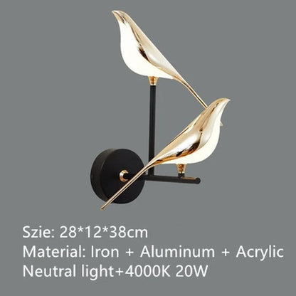 Modern LED Gold Magpie Bird Ceiling Chandelier for Dining Room Ring Light Pendant Lamp Decorative Lighting Lustre Drop Shipping