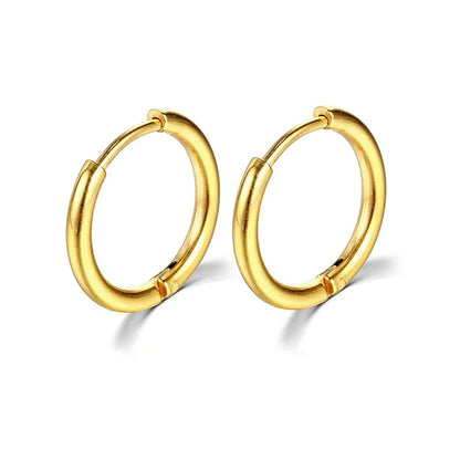 8-16MM Simple Stainless Steel Small Hoop Earrings In Gold & Silver Colour