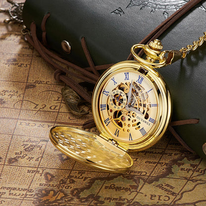 Ohsen Luxury Mechanical Hand Winding Skeleton Pocket Watch