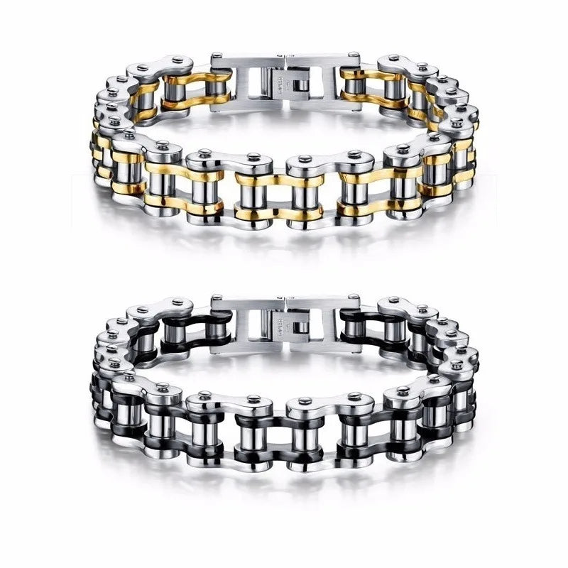 Stainless Steel Biker Chain Bracelet Mens Bracelet Link Chain Motorcycle Bicycle Style Bracelets Fashion Punk Bangles Jewelry