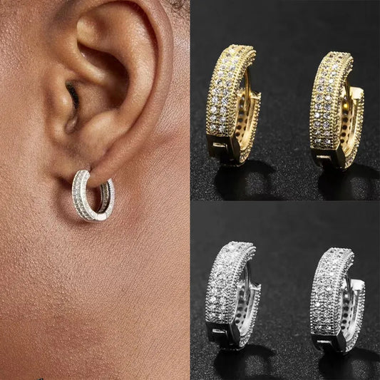 Unisex Different hoop style Iced Out CZ  Earrings