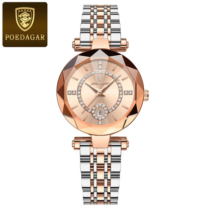 POEDAGAR Quality luxury Leather Band Watch For Woman - Quartz Watch, Waterproof, Date And Box