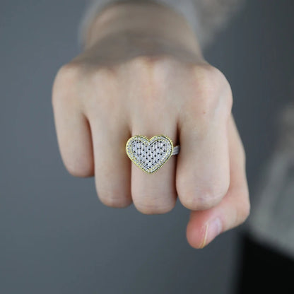 IDOWAITTING Different Variety Iced Out Heart Ring Micro Paved Cubic Zirconia & S925 Silver Rings