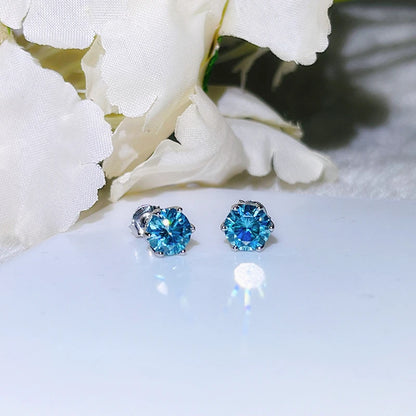 JoyceJelly Multiple Colour Moissanite 0.5/1CT VVS1 D Color S925 Sterling Silver Stud Earrings