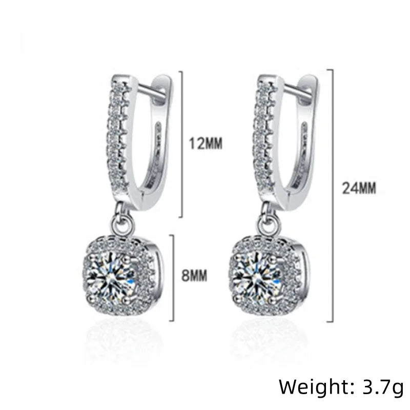 LiHong 925 Sterling Silver 2CT Moissanite Hoop Earring