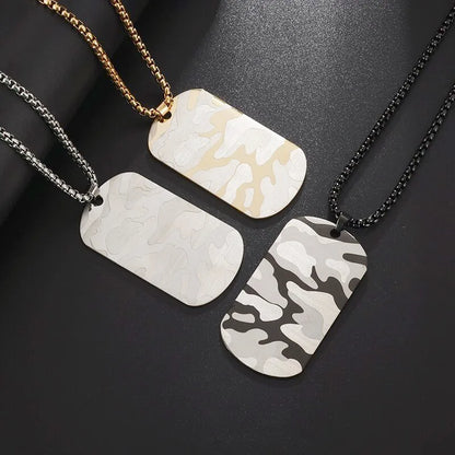 Multiple Variants of Stainless Steel Chains With Pendants - Military Camouflage, Dog, Warrior Helmet