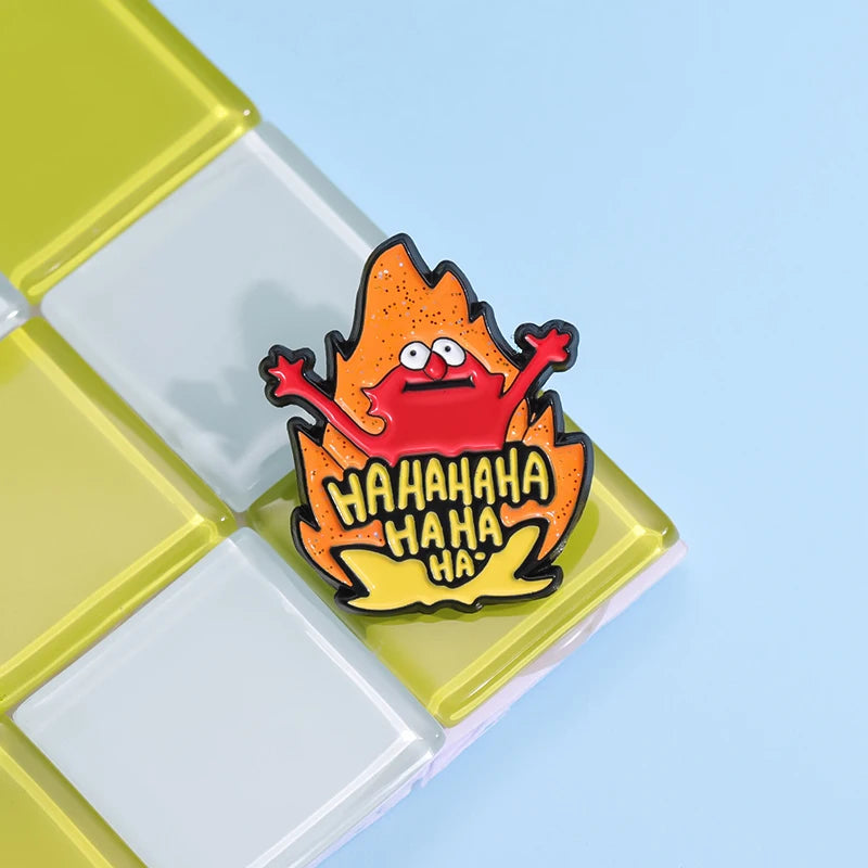 Funny Meme Fire Haha Enamel Pins