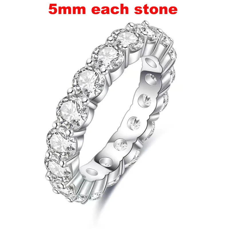 Smyoue 2-5mm Full Moissanite Ring for Women Sparkling Wedding Eternity Bands 100% S925 Sterling Silver Jewelry Classic Ring GRA