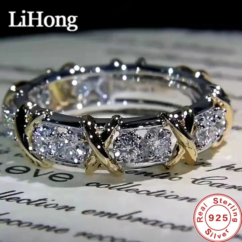 Luxury 925 Sterling Silver Ring Interlaced With Aaa Zircon For Women