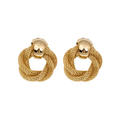 Guangtuo Gold & Silver Metallic Twisted weaving Round Circle Earrings