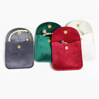 OPPOHERE Jewellery Snap Button Soft Velvet Pouch In Red/Pink/Beige/Grey/Blue & Green