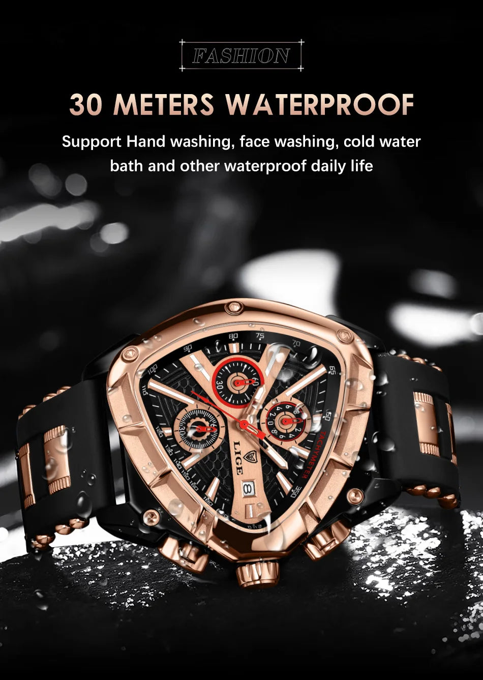 LIGE Quality Luxury Silicone Strap Quartz Watch - Waterproof, Luminous, Auto Date With Box