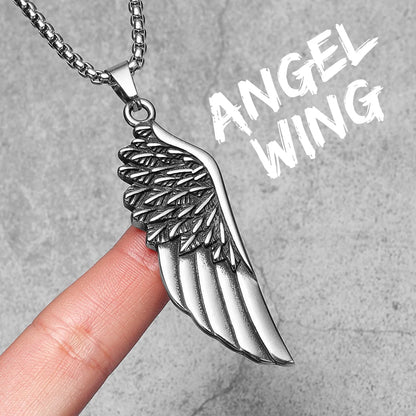 Metal Town Angel Wings Pendant With Stainless Steel Chain Necklaces