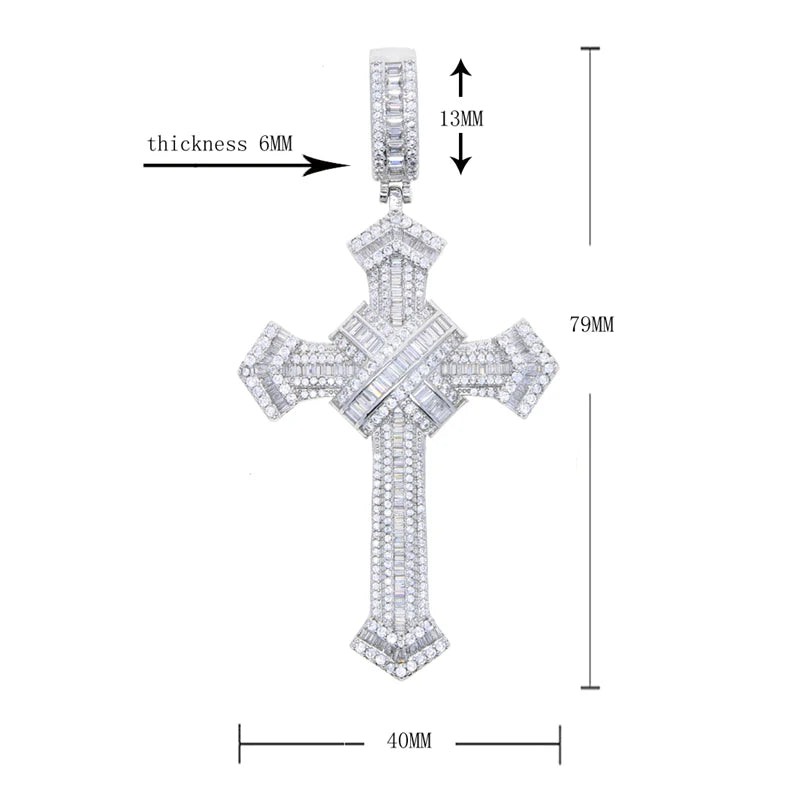 ATJMLADY Iced Out Cubic Zircon Cross Pendant for Men & Women