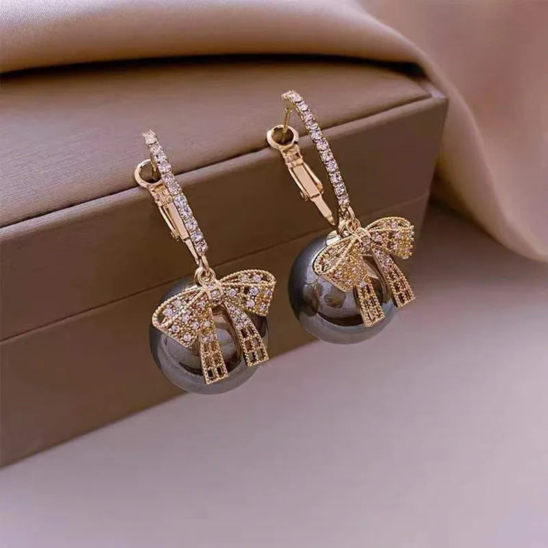 Luxury Multiple Bowknot Style Gold & Silver Colour Earrings Coverd In Zircon